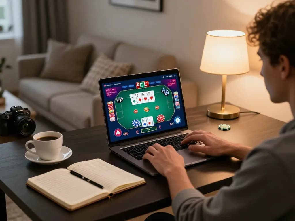 Engaging online poker gameplay on https://cstd88.com/ with warm home setting and strategy notes.