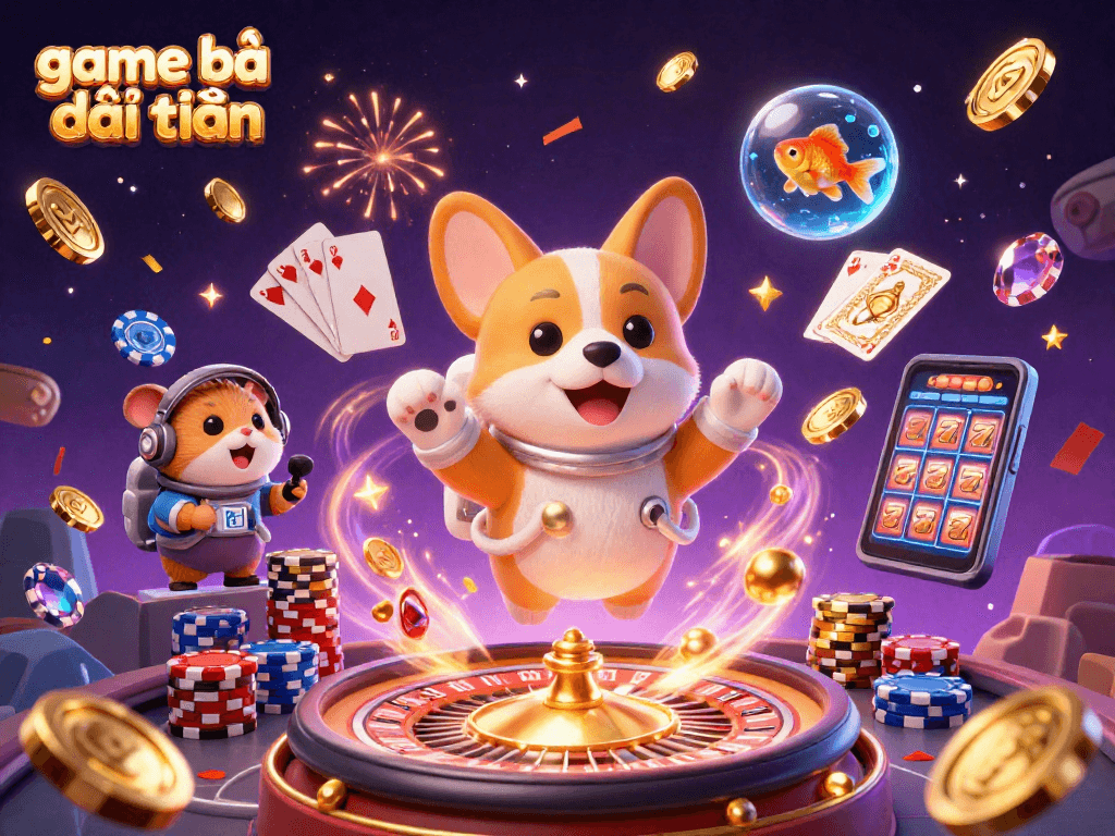 Engage in the thrilling game bài đổi thưởng experience with a vibrant 3D casino scene featuring unique characters.