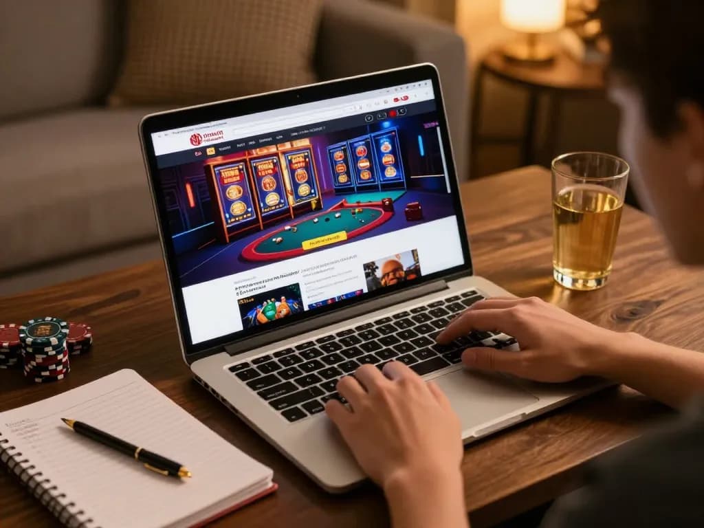 Tampilan permainan situs toto di pengaturan kasino online yang mewah dengan fokus strategis.