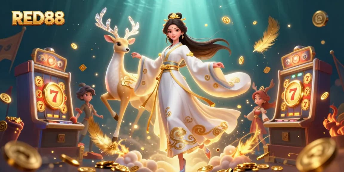 Experience thrilling action with RED88 casino games amidst vibrant visuals and stunning characters.