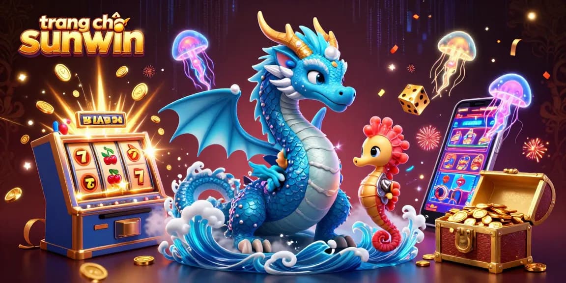 Engaging scene showcasing trang chủ sunwin with a vibrant casino experience, featuring a dragon and seahorse.