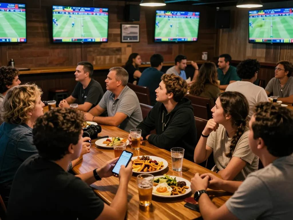 Patrons engaged in sports betting at KP88, placing wagers on matches in a lively bar atmosphere