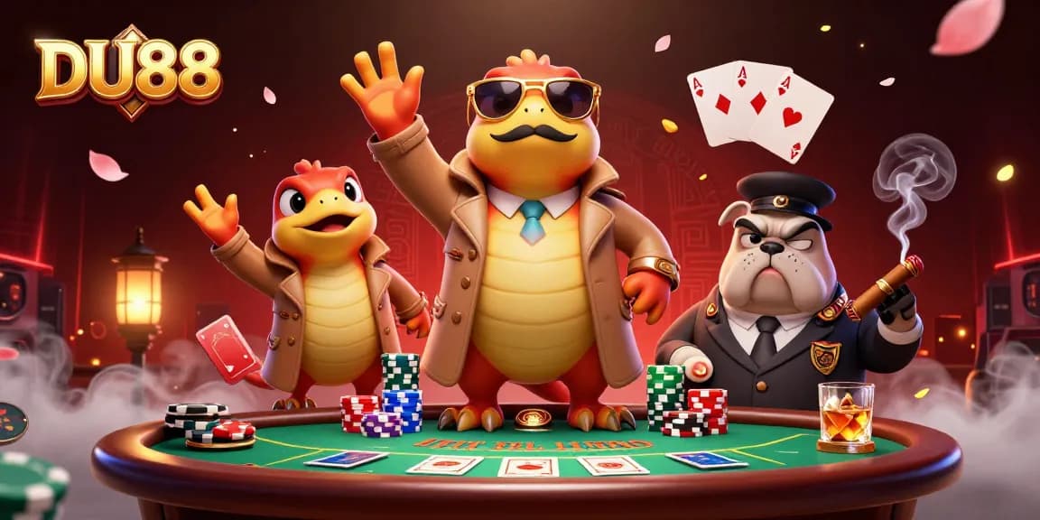 Engage in thrilling gameplay at DU88 with cartoon raptors attempting VIP casino entry.