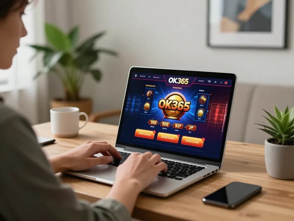 Experience ok365 đăng nhập at home with exciting casino games on laptop in a cozy setting.