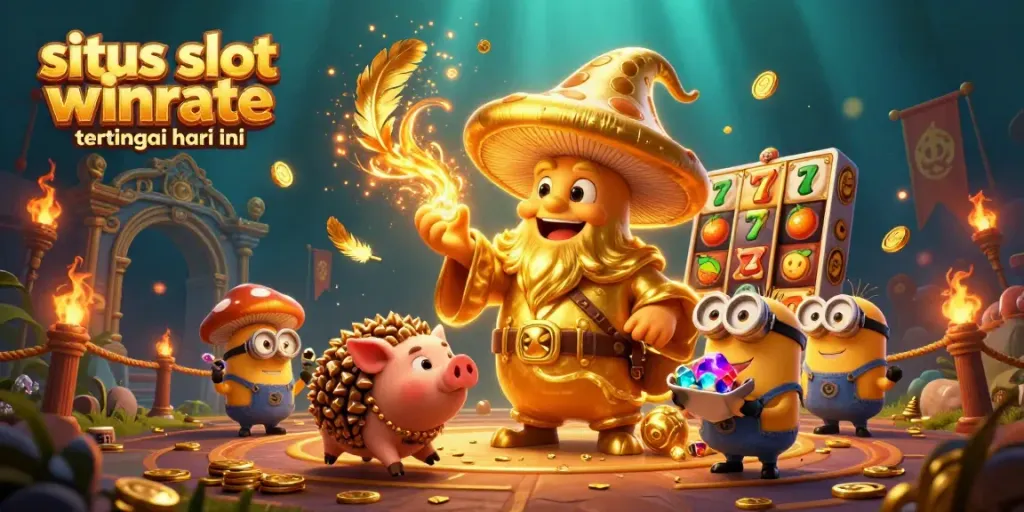 Experience the thrill of the situs slot winrate tertinggi hari ini with winning characters in a colorful casino adventure.