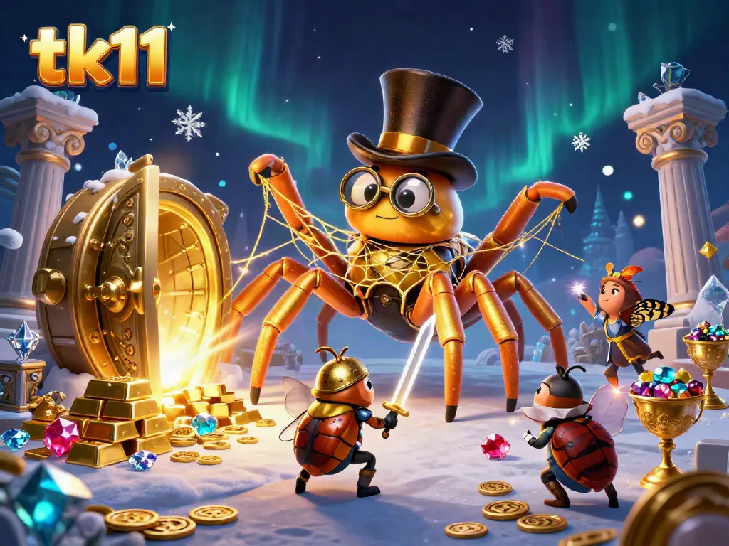 Engage in thrilling casino adventures with tk11 featuring a bold beetle knight and a golden tarantula weaving a web of fortune.