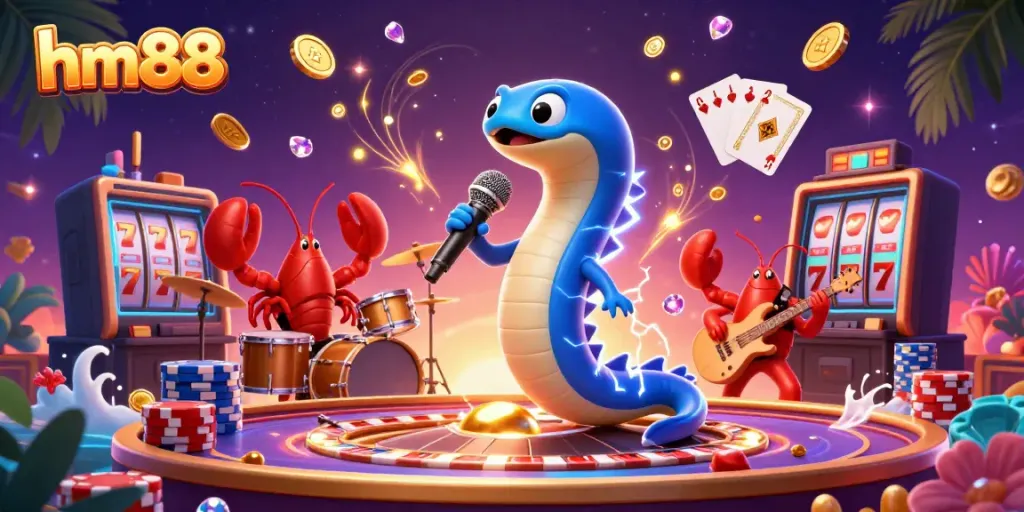 Experience exciting gameplay with hm88 in a vibrant underwater casino scene featuring colorful characters and dynamic elements.