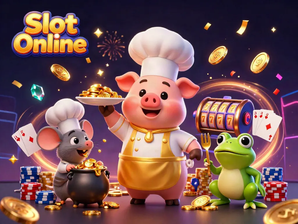 Menangkan Slot Online dengan koin emas yang dijajakan oleh chef dan teman-temannya.
