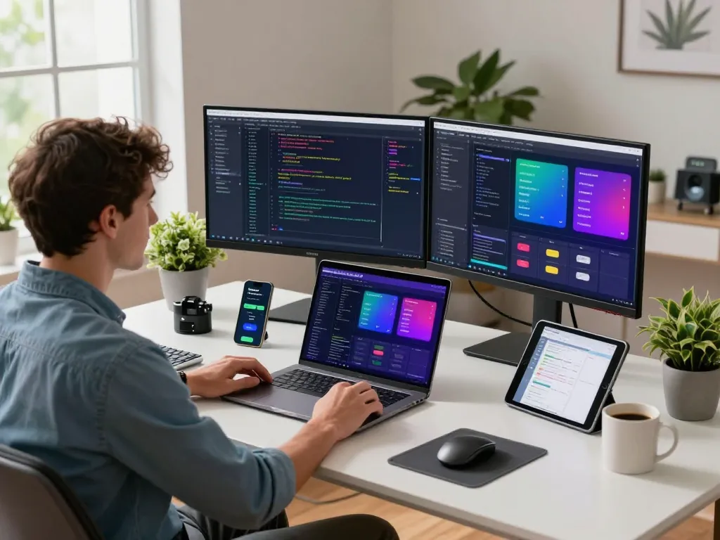 OpenClaw personal AI assistant in a modern tech workspace with vibrant coding screens.