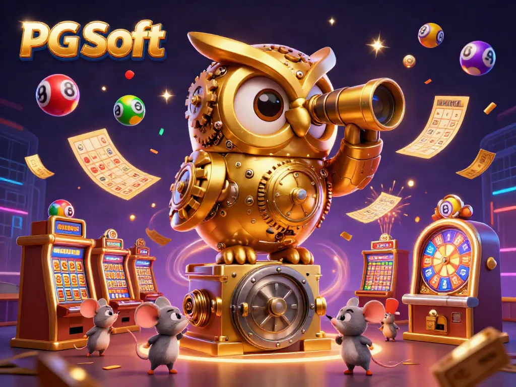 Jelajahi dunia PG Soft dengan ilustrasi slot kasino yang meriah dan penuh aksi.