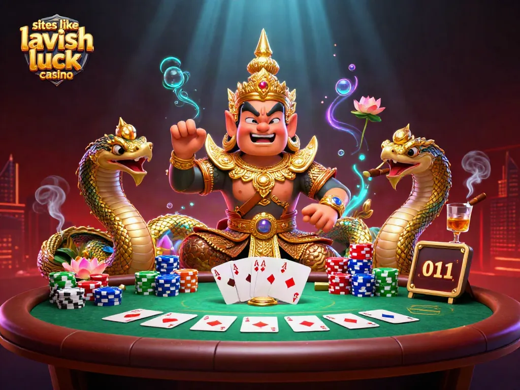 Experience excitement with sites like Lavish Luck Casino in a vibrant, 3D casino illustration.