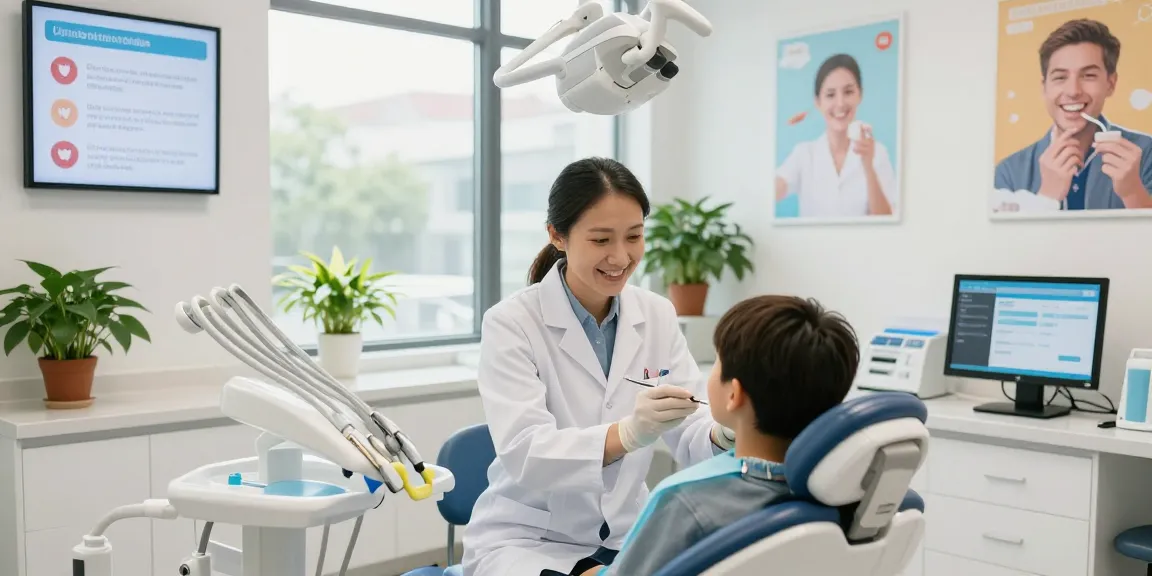 View it now for an inviting dental appointment at a modern clinic with friendly dentist and patient interaction.