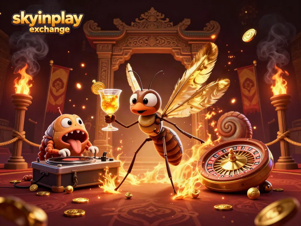 Engage in the action at skyinplay exchange with a vibrant casino scene featuring dynamic characters and gambling elements.