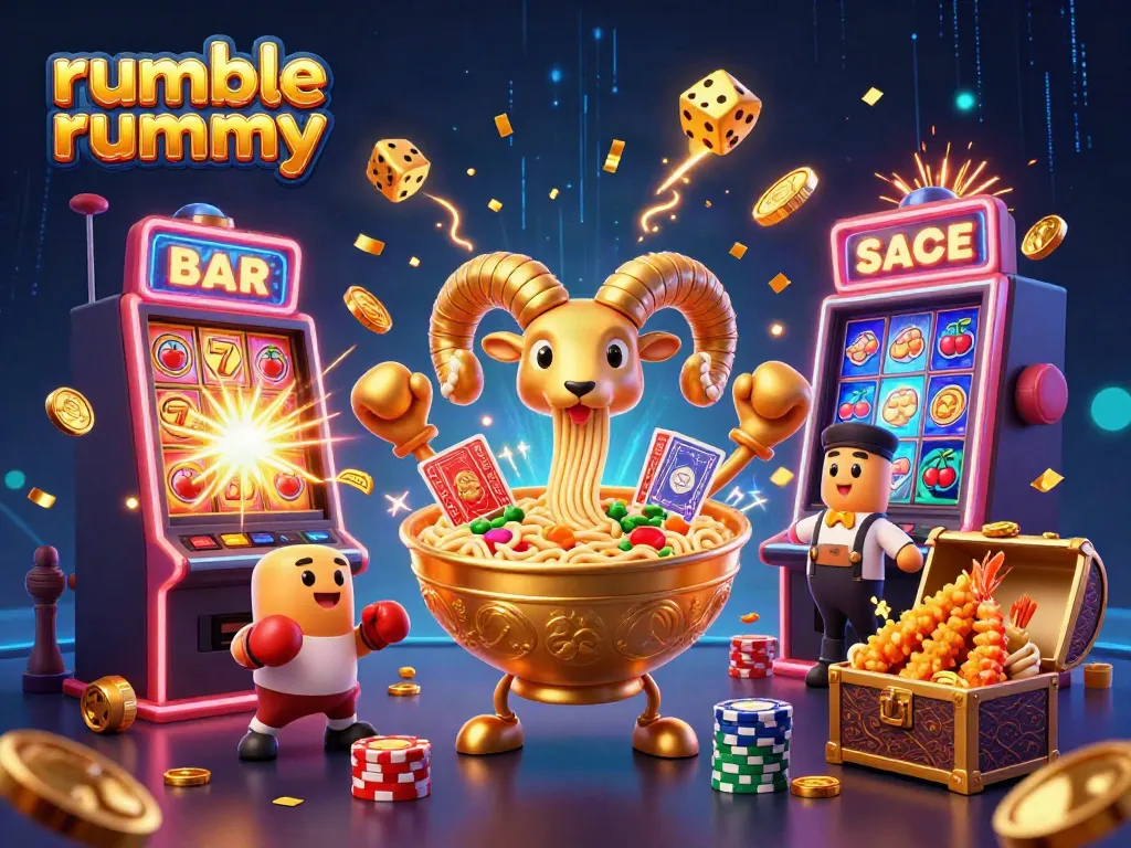 Engage with the vibrant action of rumble rummy featuring playful characters and casino excitement.