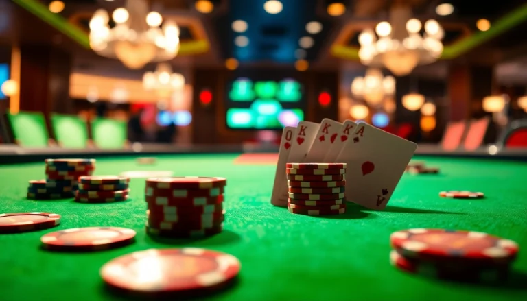 Engaging scene at a Blackjack Casino table featuring arranged cards and chips.