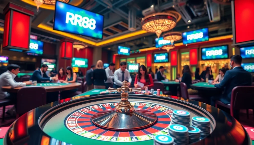 Experience the excitement of gambling at RR88 with vibrant tables and engaging players.