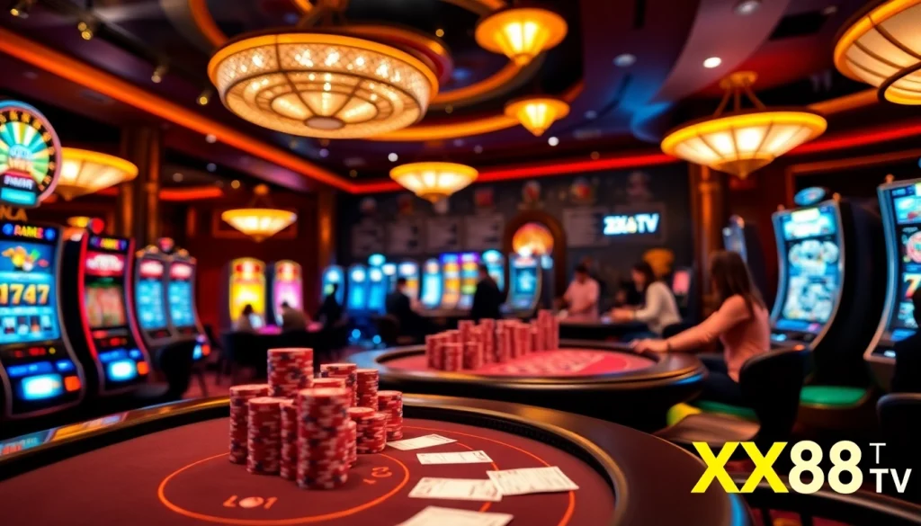 Engaged players revel in the thrill of casino games at XX88 TV's luxurious environment.