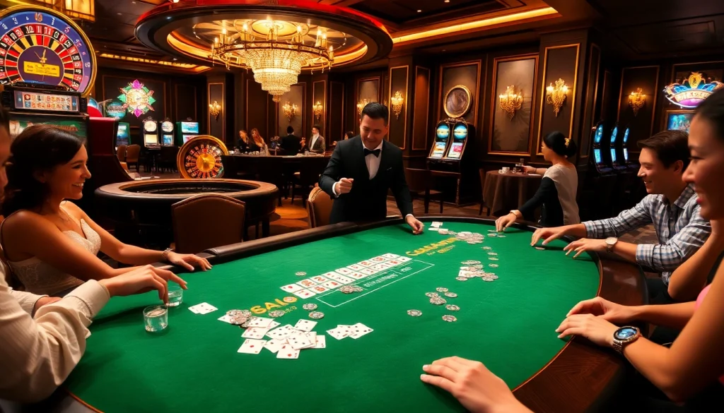 Experience the thrill of mmoo game đổi thưởng surrounded by vibrant casino elements.