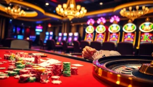 Engaging poker action at lv88.team with colorful chips and vibrant casino ambiance.