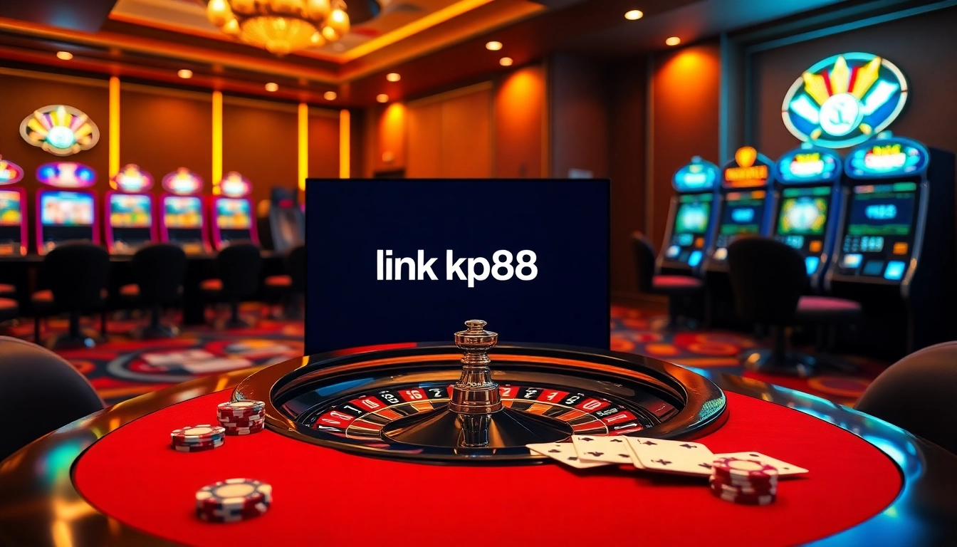 Engaging online gambling interface featuring link kp88 logo with vibrant casino elements.
