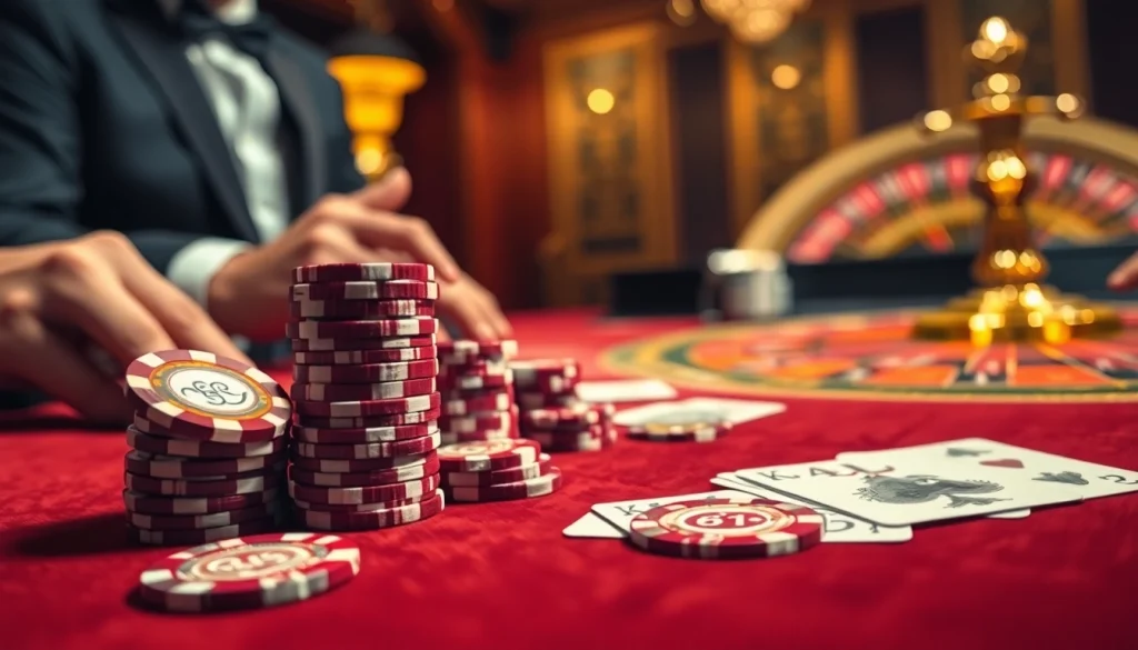 Players strategizing their next move at an upscale casino table with JL55 vibes.
