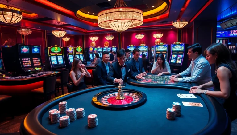 Experience thrilling gaming at NOHU with vibrant casino tables and professional dealers.