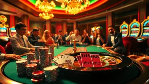 Engage in thrilling DH88 game strategies at a luxurious casino table surrounded by excitement.
