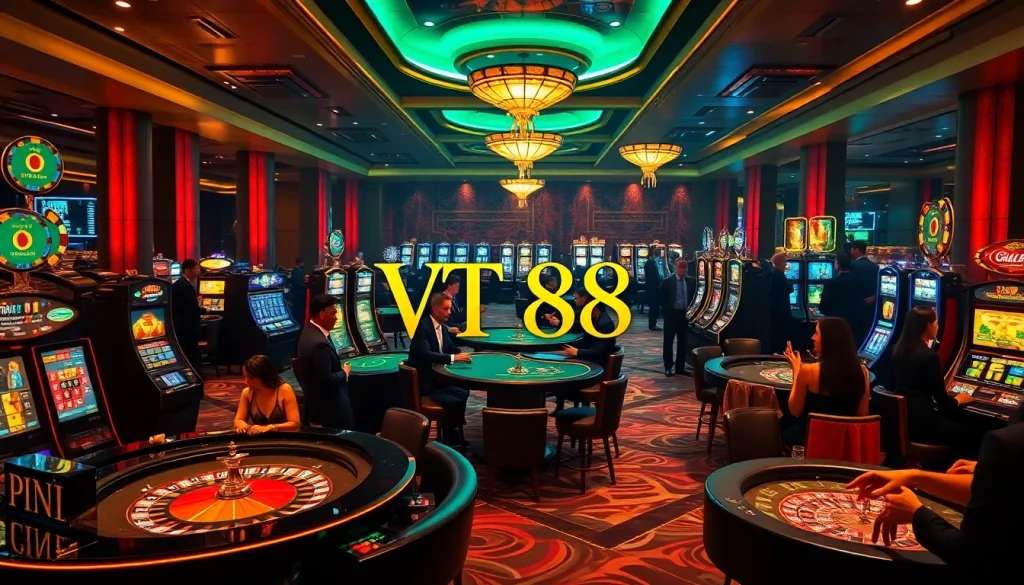 Experience the excitement of VT 88 with players winning at casino tables in a luxurious setting.