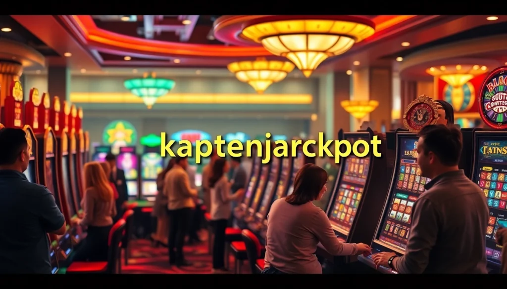 Players enjoying the thrilling kaptenjackpot experience at vibrant casino slot machines.