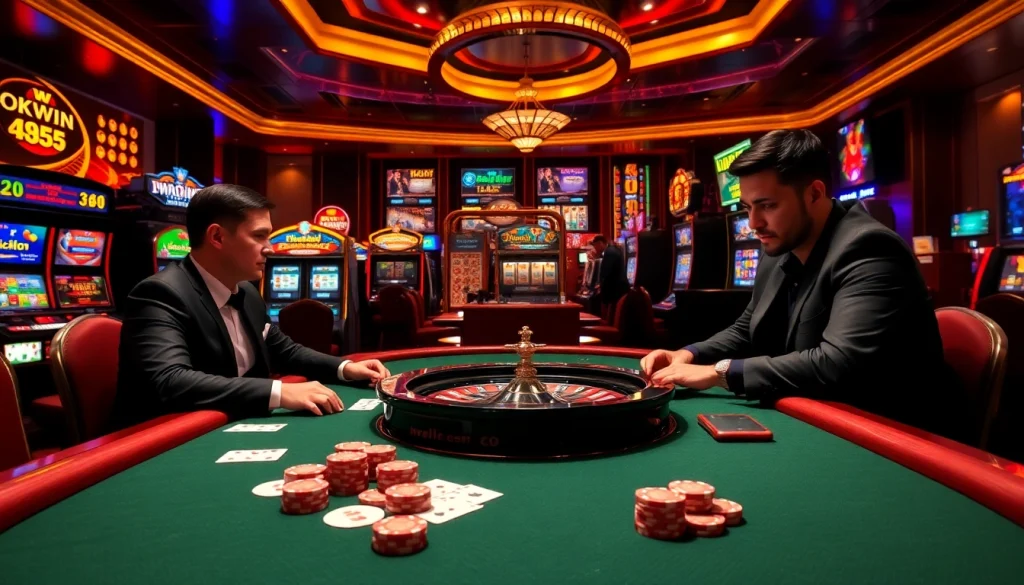 Experience thrilling gameplay at okwin.com with high-stakes poker, vibrant chips, and stunning roulette.
