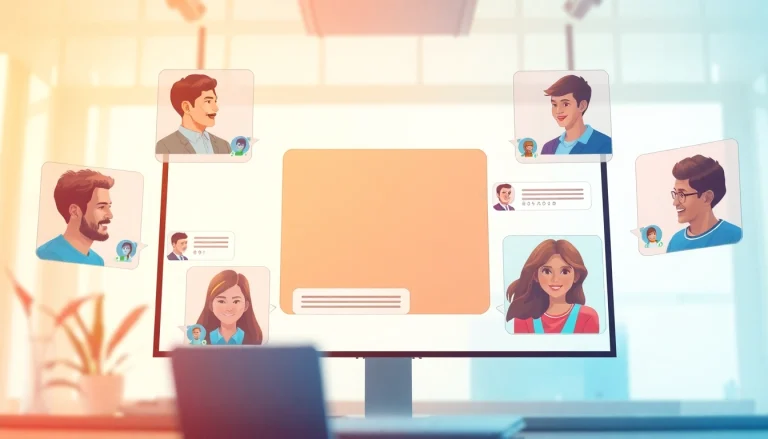 واجهة دردشة عبر الإنترنت تفاعلية لشات فله، تُظهر المستخدمين في محادثات حيوية.