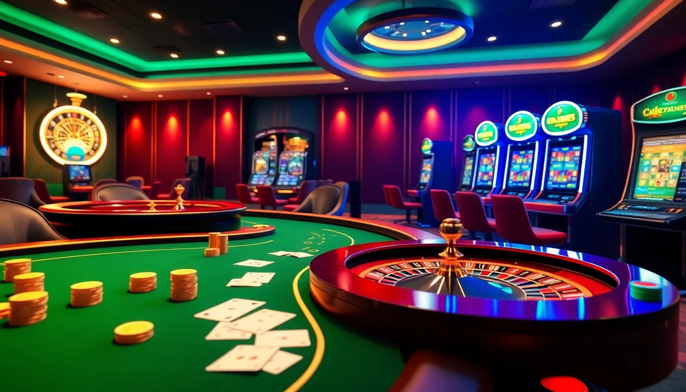 Experience nk88 with lively casino gameplay showcasing cards, chips, and roulette excitement.