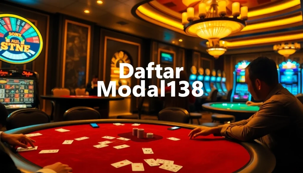 Experience thrilling gameplay with Daftar Modal138 at a luxurious casino table.