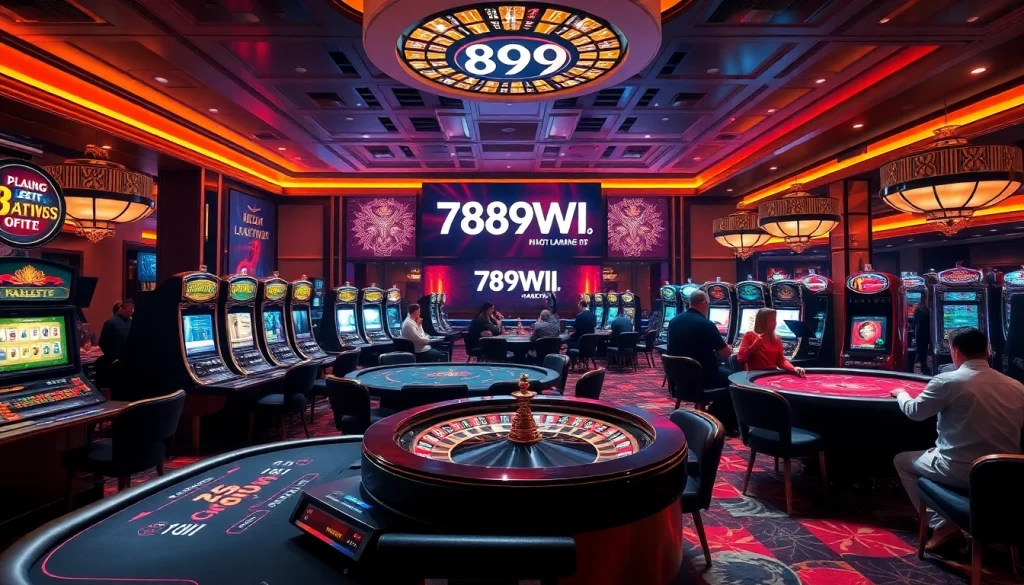 Players enjoying their experience at 789WIN casino with vibrant tables and excitement.