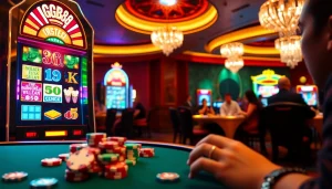 Experience high-stakes excitement with the gg88 slot machine in a luxurious casino setting.