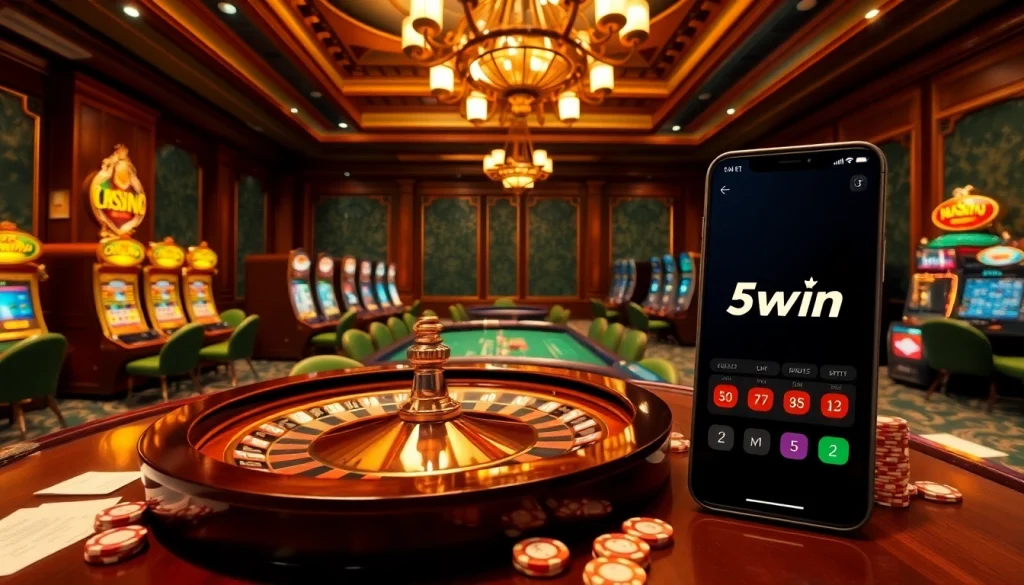 Casino gaming scene showcasing excitement, featuring 58win logo and vibrant roulette wheel.