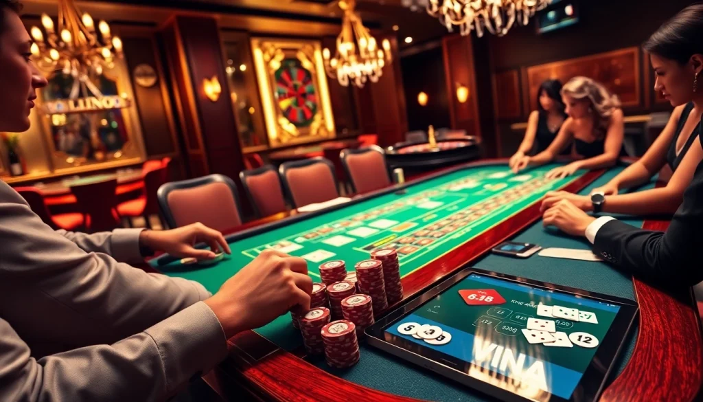 Experience the thrill of king88 vina with an exciting poker table setup and gameplay.