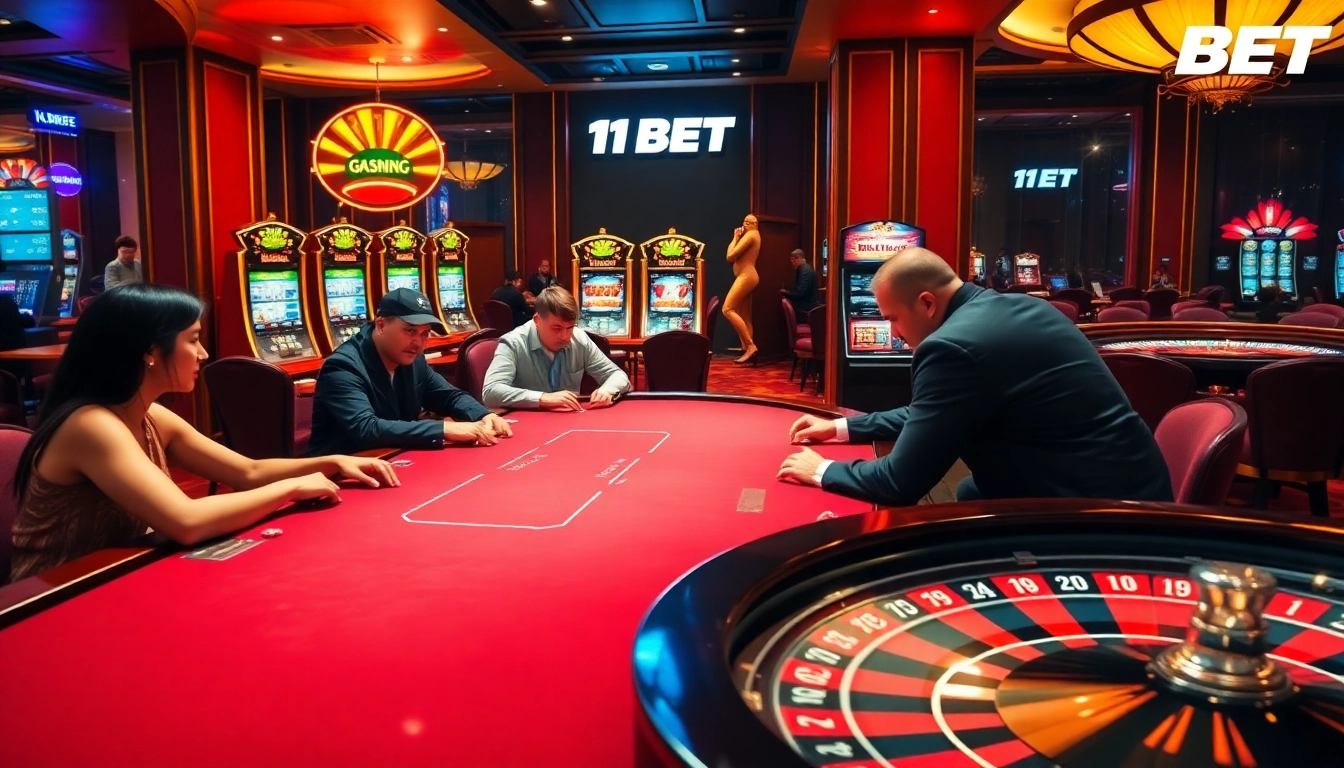 Experience the thrill of gambling with 11BET at a luxurious casino table.