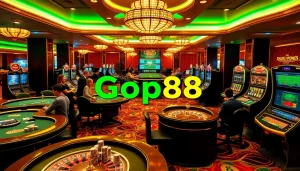 Experience Gopay88 gaming excitement with vibrant poker chips and roulette tables.