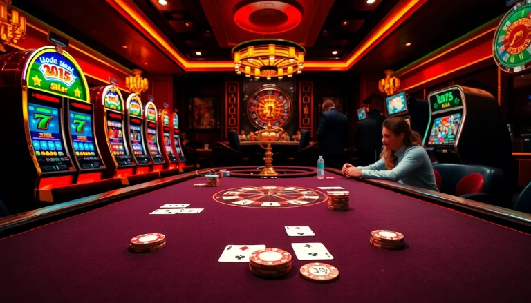 A thrilling moment at https://ok8386.sh/ showcases gamblers strategizing over poker chips at a casino table.