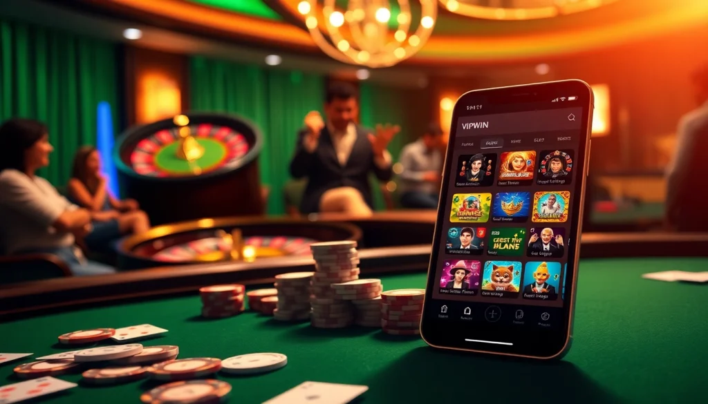 Vipwin features a luxurious casino interface with exciting games and vibrant ambiance.
