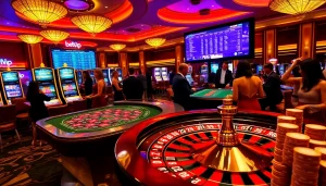 Trải nghiệm cảm giác hồi hộp khi chơi BetVIP với cảnh casino sang trọng, nổi bật roulette và poker.