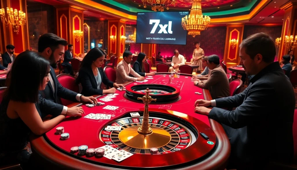 שחקנים נלהבים חווים את הריגוש של פוקר 7xl בקזינו יוקרתי.