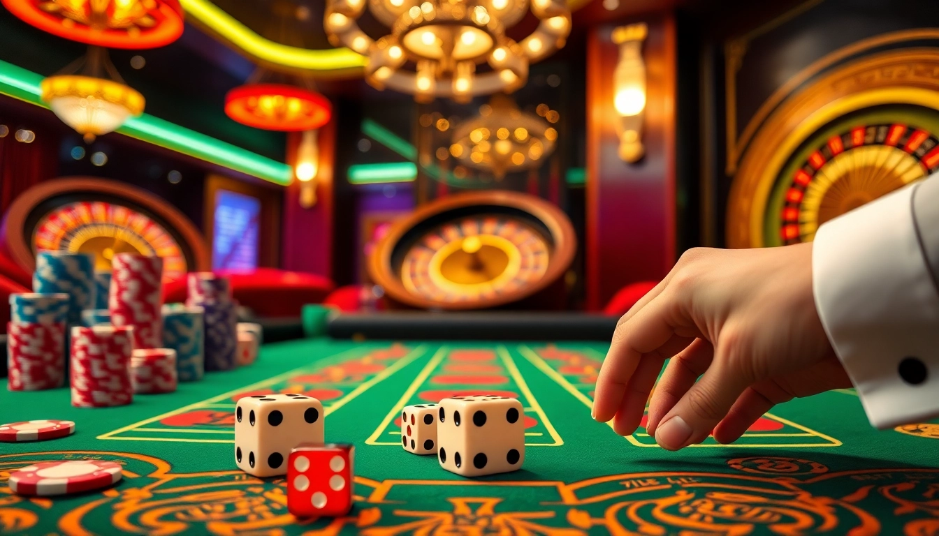 Experience the excitement of app tài xỉu online with vibrant dice rolling on a stylish casino table.