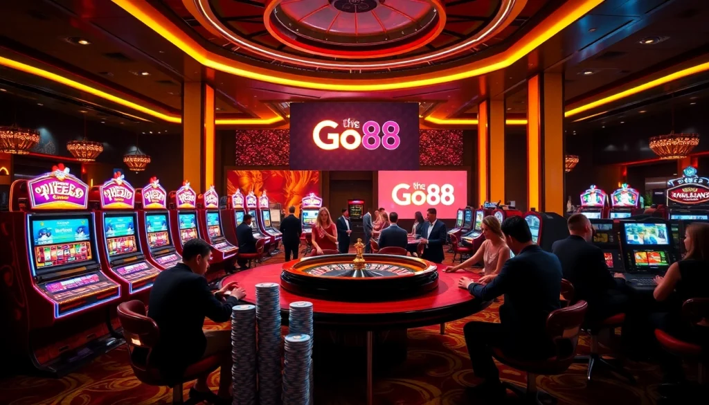 Experience thrilling gameplay at Go88 with vibrant casino visuals and high-stakes action.