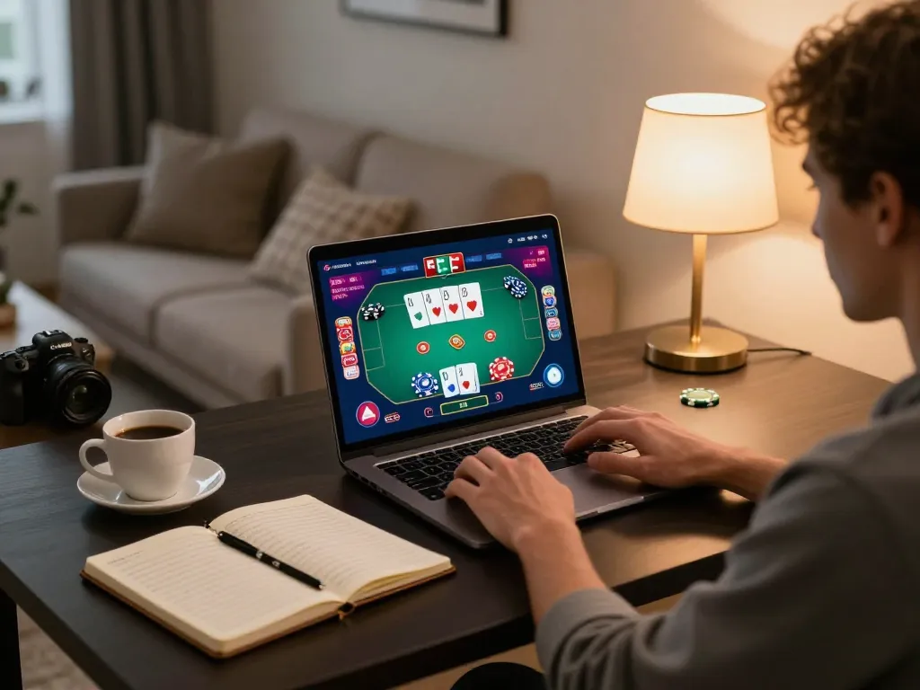 Engaging online poker gameplay on https://cstd88.com/ with warm home setting and strategy notes.
