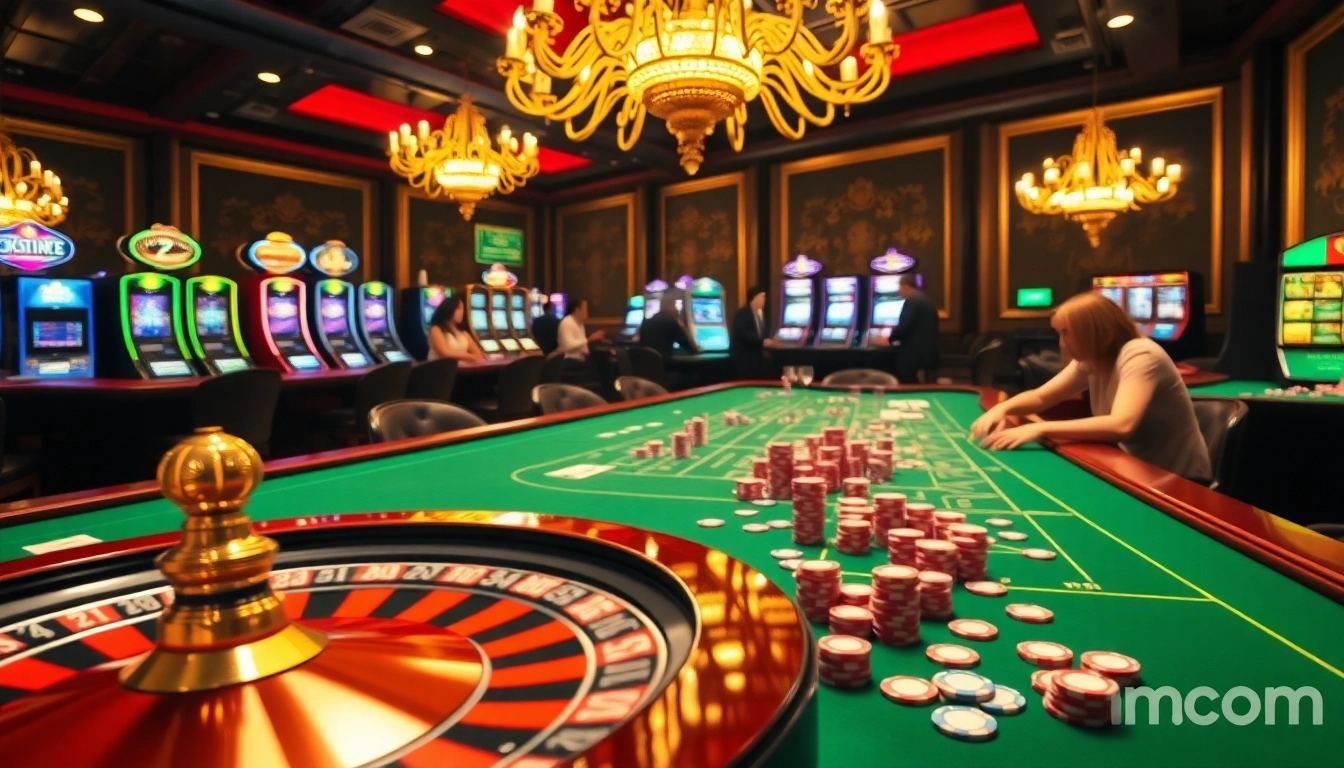 Experience the thrilling atmosphere of mm88.com with players engaging at a vibrant casino table.