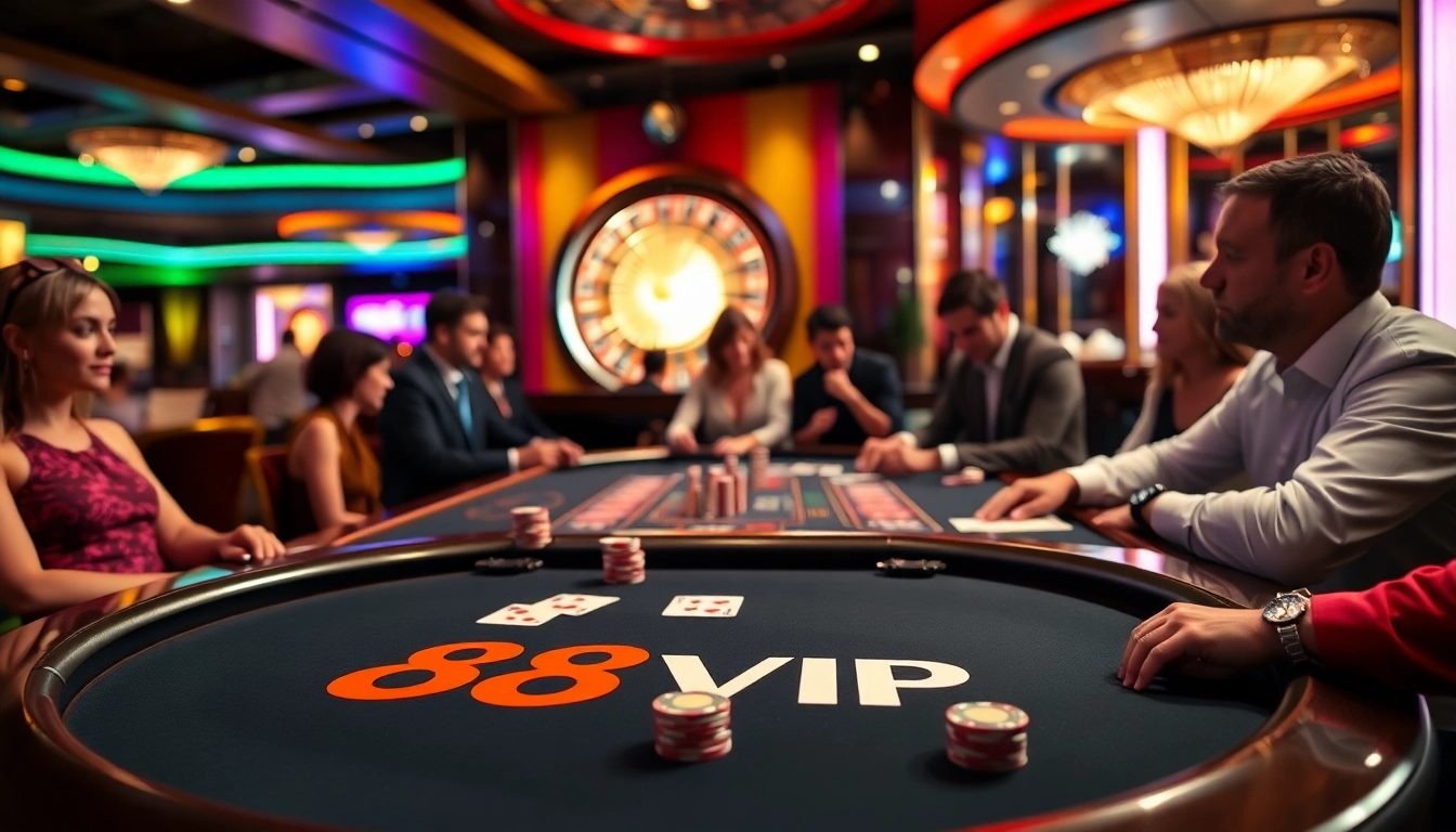 Gamblers at a vibrant casino table, showcasing the exciting spirit of 68VIP gaming experience.