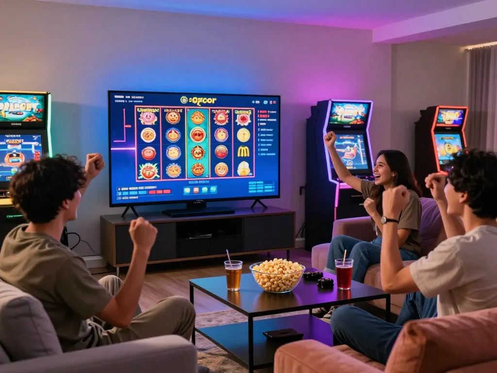 Sahabat yang terlibat menikmati sesi permainan menyenangkan dengan slot gacor online.