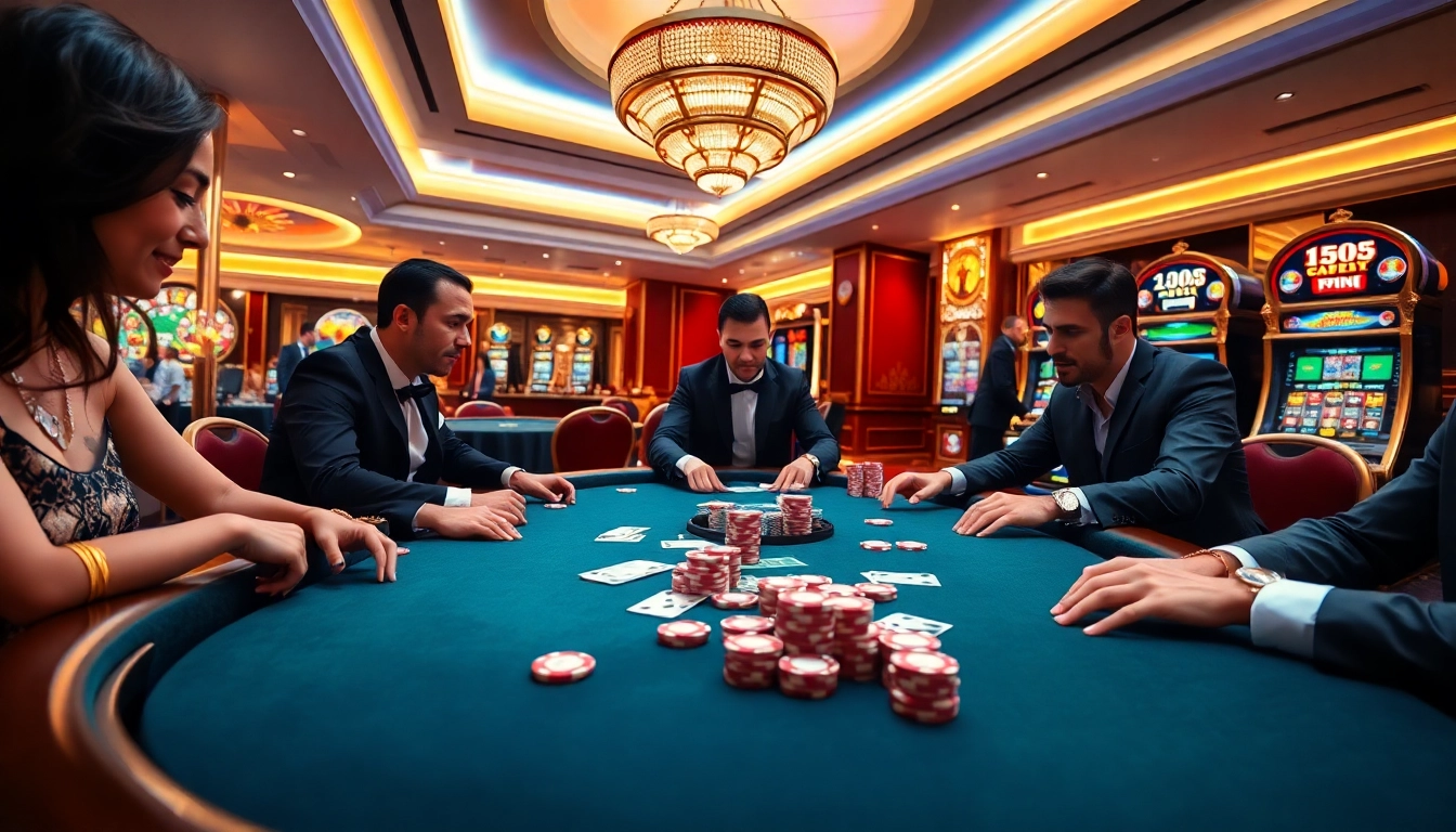 Engaging high-stakes poker action showcasing luxury at https://lc88pro.com/ with chips and cards.